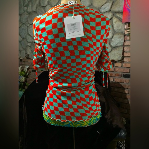 $218 DIANE VON FURSTENBERG Reversible Abriella Pool Tile/Bella Palms Top! NWT 🌷 - Picture 8 of 15